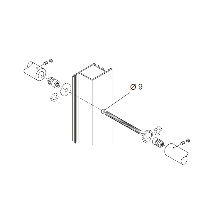 Kit Fissaggio pba 710 per Coppia di Maniglioni per Porte in Alluminio Ferro Legno