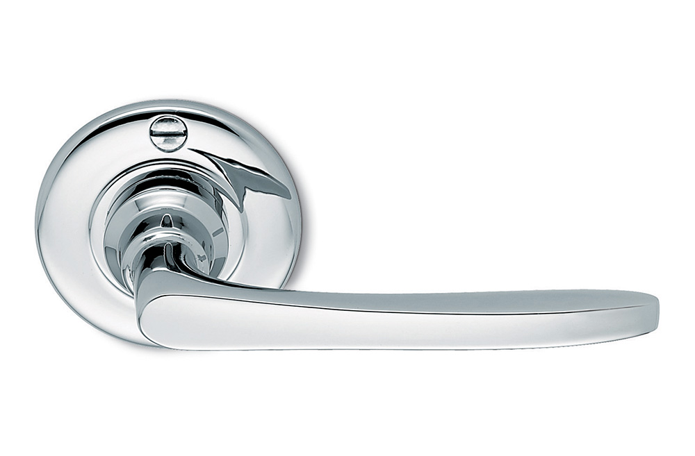 Firenze Natural Nickel Door Handle on Rosette Historic Made in Italy by Antologhia