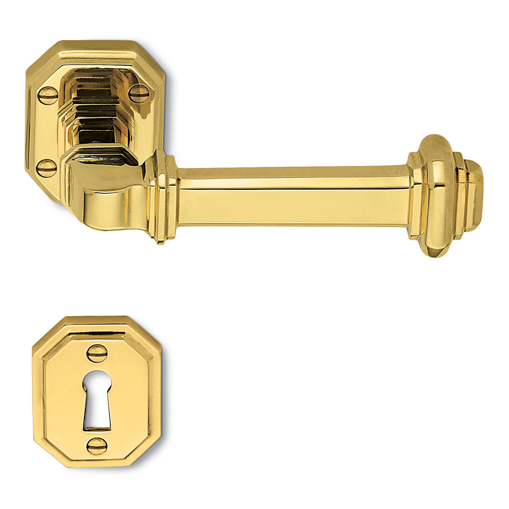 Busiri Natural Brass Door Handle on Rosette Ideal for Elegant House by Antologhia