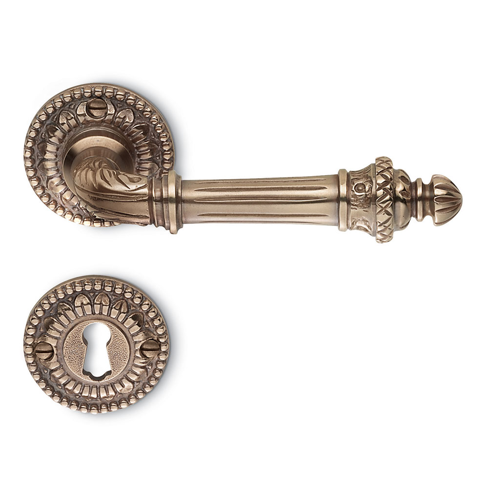 Impero Bronze Door Handle on Rosette with Imperial Napoleonic Style by Antologhia