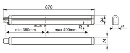 dimensions du kit d'automatisation pour portails battants Aprimatic R251 FM