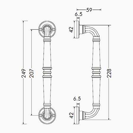 Maniglione in Ottone per Porte Classiche Diana Becchetti BAL 114-36