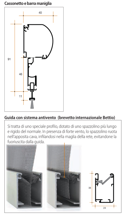 Revolux Bettio zanzariera guida con sistema antivento