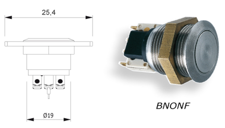 BNONF CHOC CAB Botón de acero inoxidable a prueba de hongos NA / NC + CDVI con cable