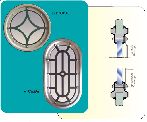 Inferriata per oblò metallici in acciaio inox