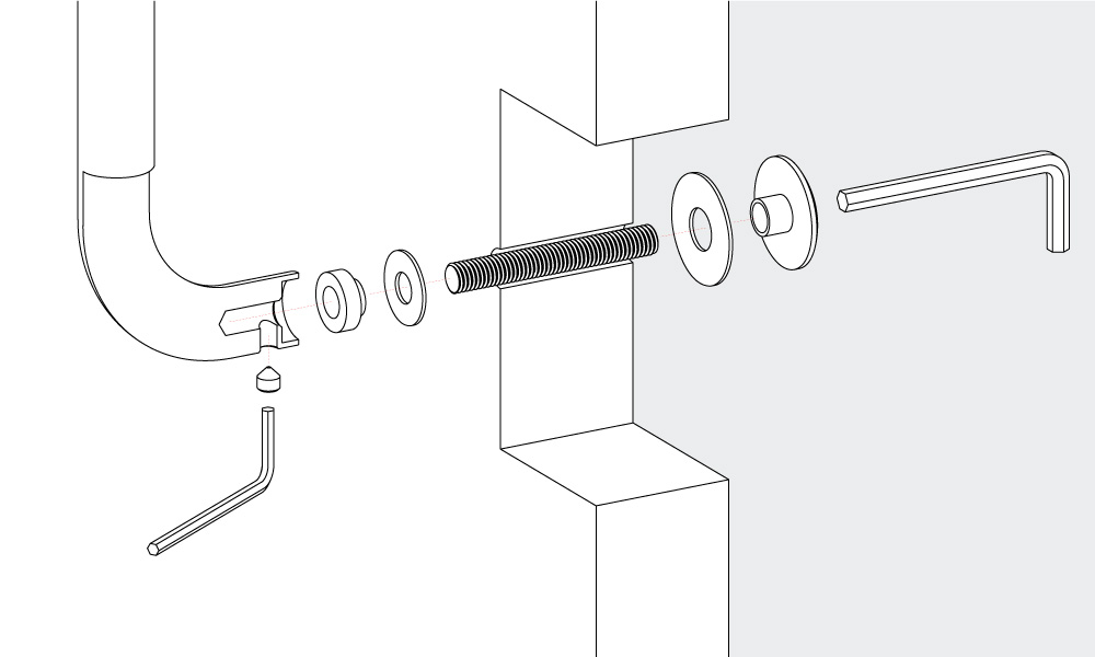 Single Handrail Fixing Kit Colombo for Doors All Materials