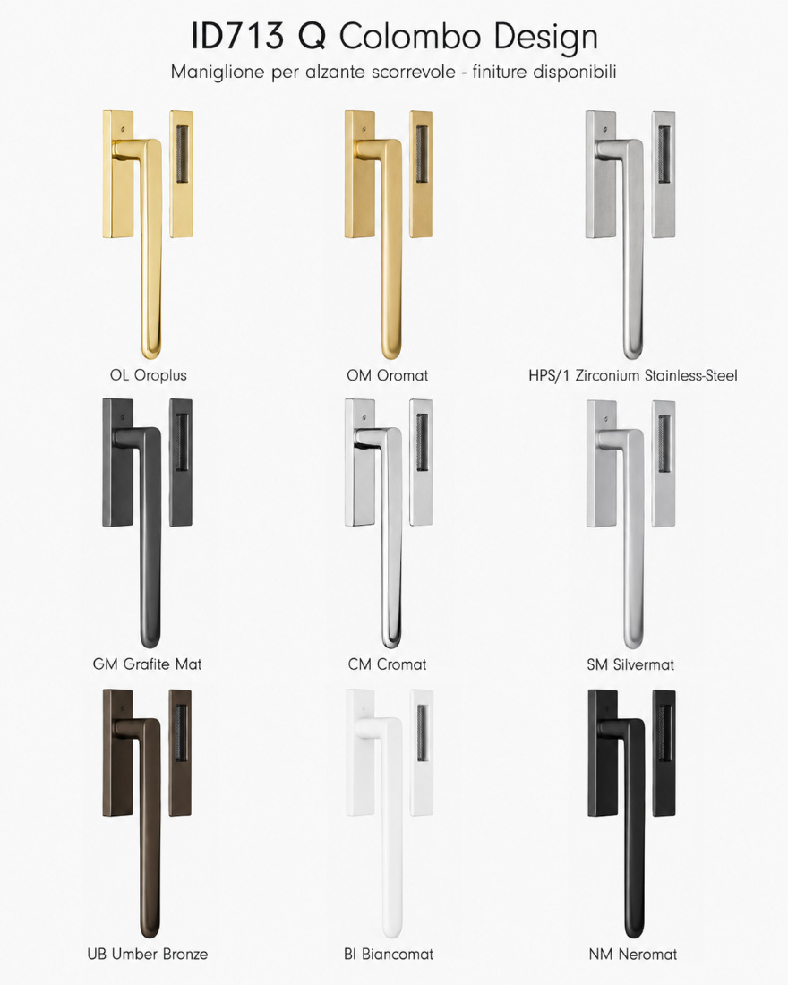 ID713 Q Colombo Design - Maniglione per Alzante Scorrevole - Finiture