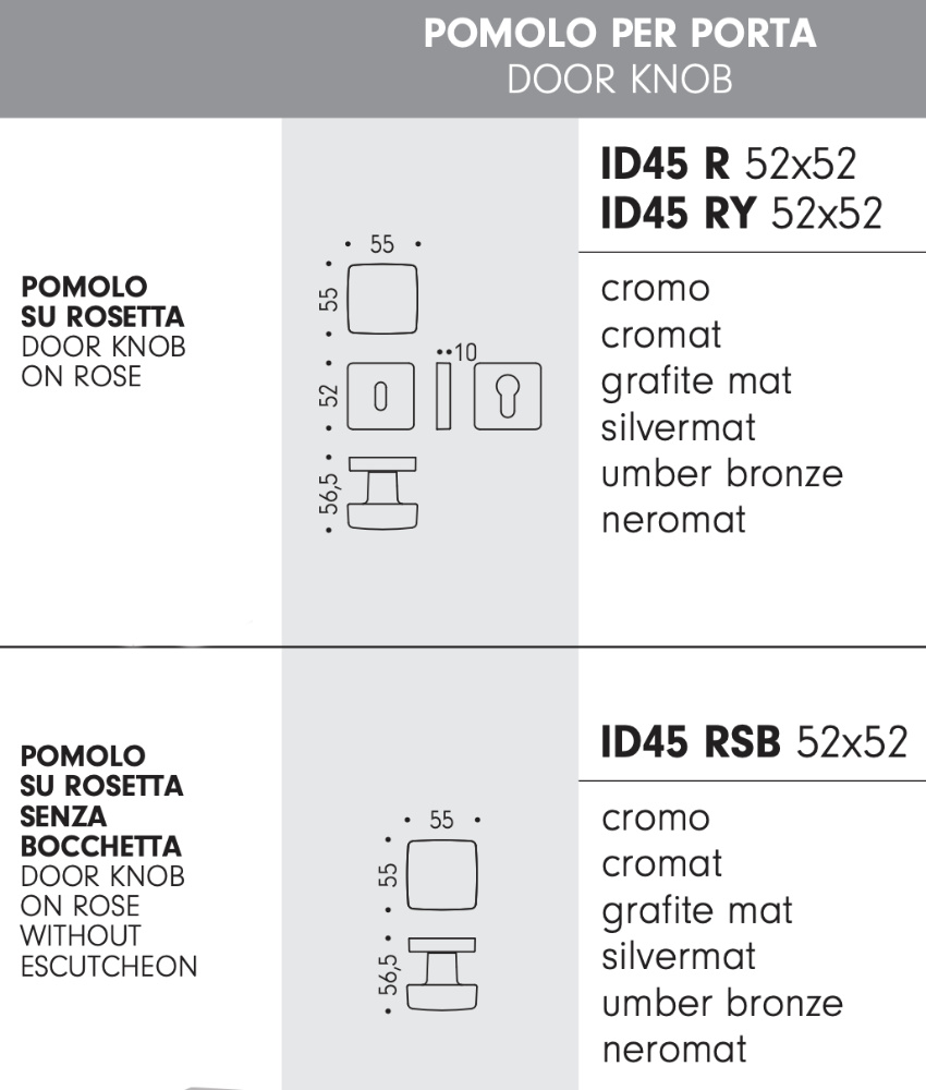 Kubo Colombo Design - Pomolo per Porta Girevole - Misure