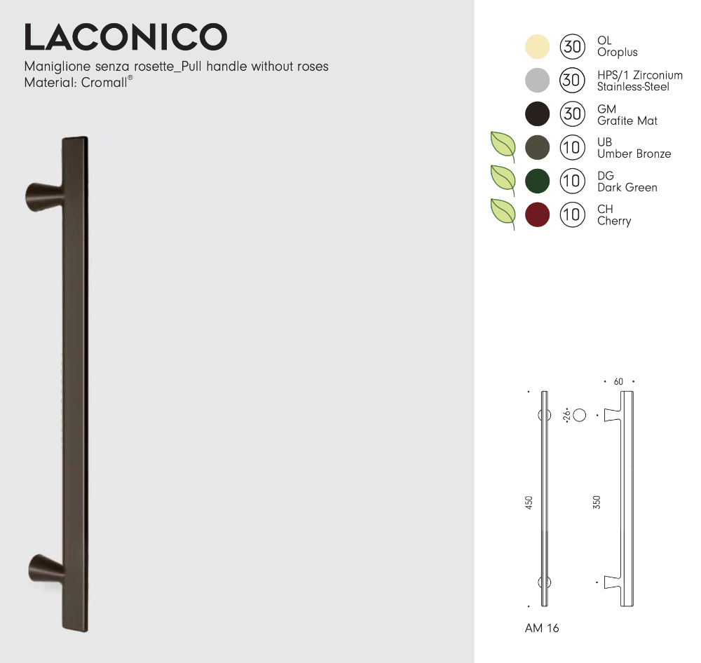 Laconico Colombo Design - Maniglione per Porta Senza Rosette - Alberto Meda
