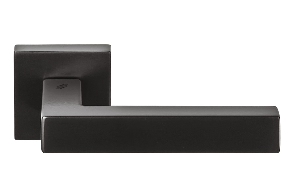 Ellesse Matt Graphite Door Handle on Rosette With Opaque Black Finish by Colombo Design