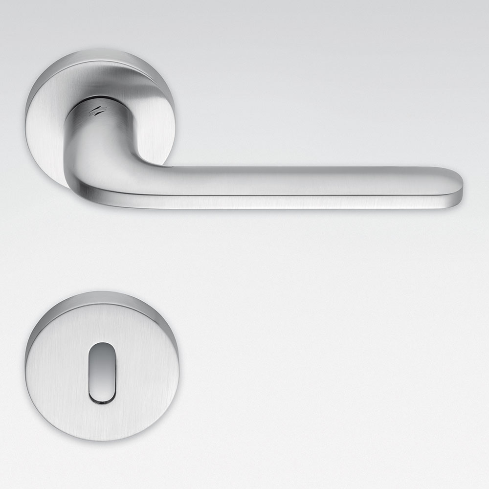 Poignée de porte Roboquattro Chrome Satin sur Rosette Élégante de Colombo Design