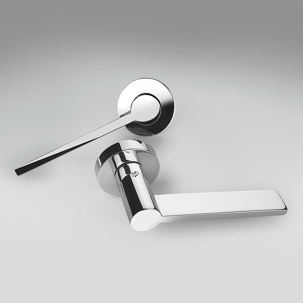 Tool Polished Chrome Door Handle on Rosette by Michele De Lucchi Architecture for Colombo Design