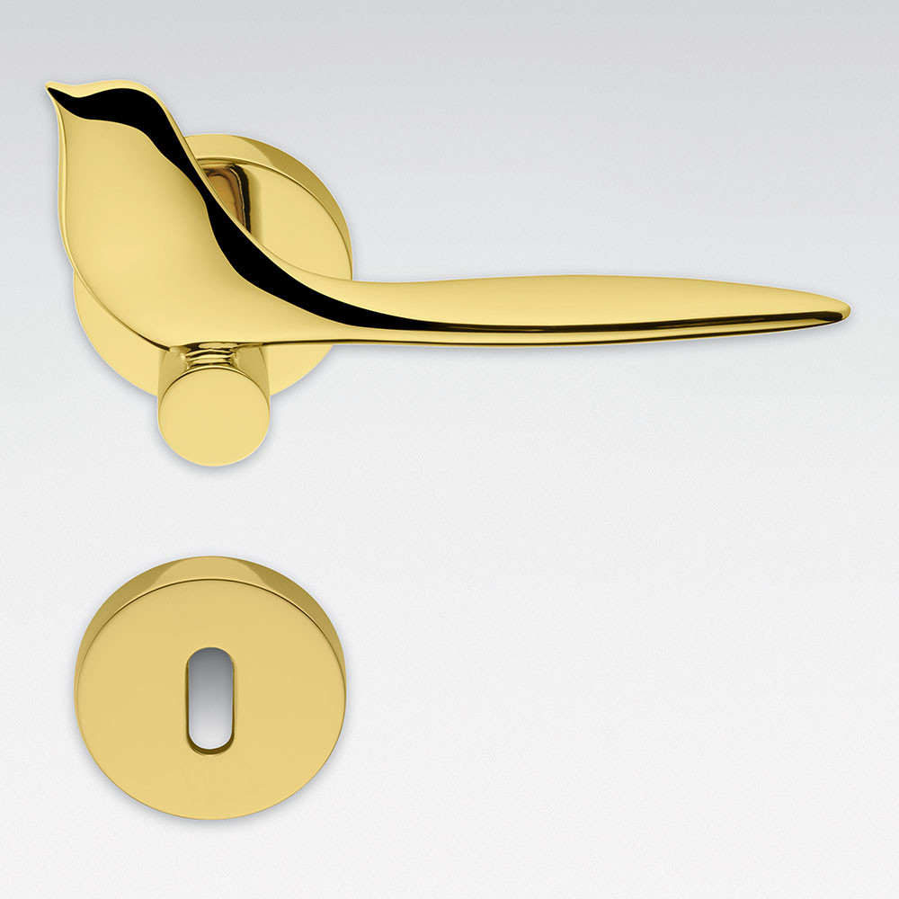 Poignée de porte Twitty Oroplus sur Rosette en forme d'oiseau de Colombo Design