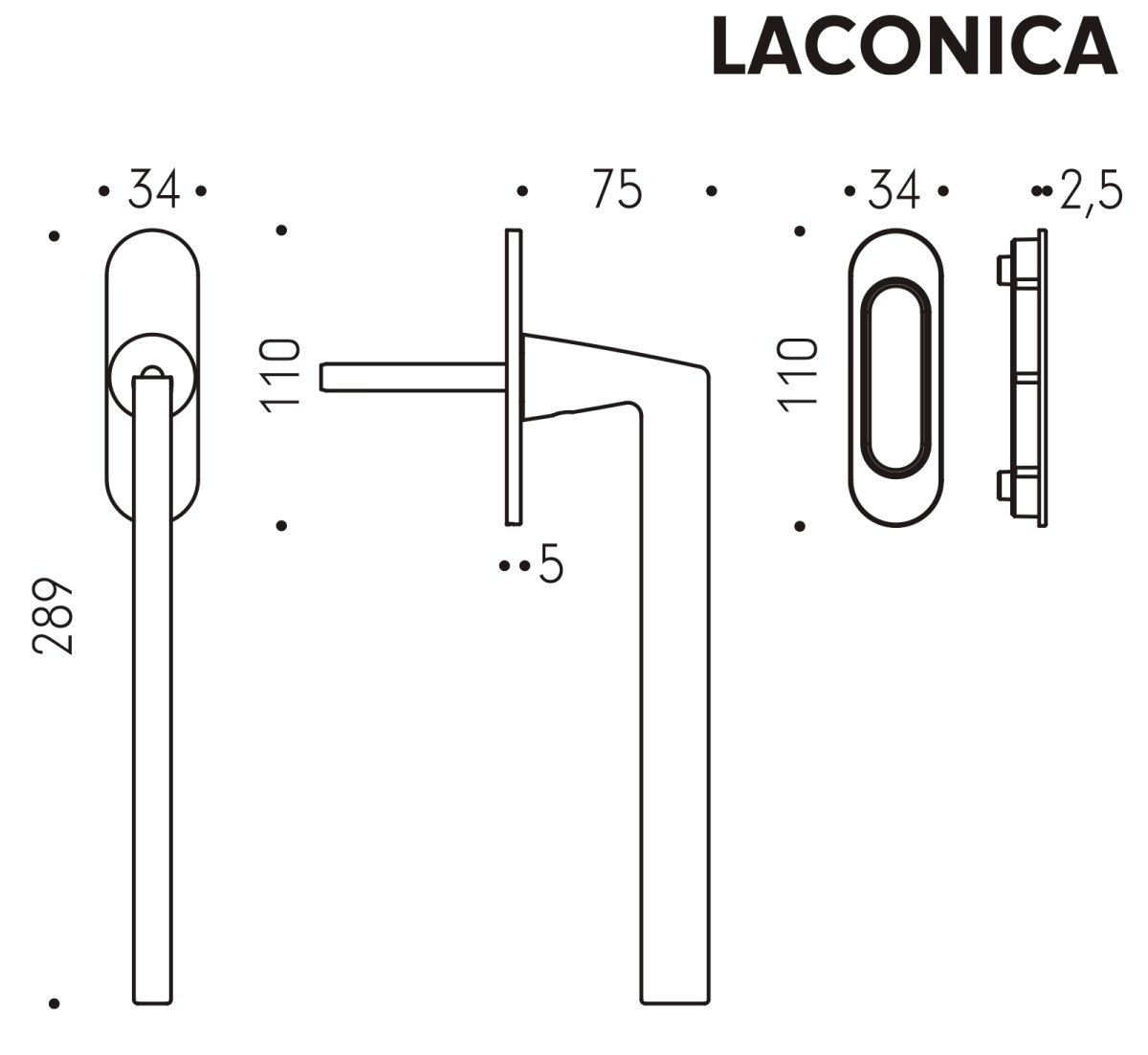 Maniglione per Alzante Scorrevole - Colombo Design AM313/0 - Misure