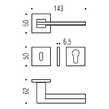 Electra Polished Chrome Door Handle on Rosette with Flat Linear Shape by Colombo Design