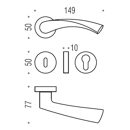 Flessa Satin Nickel Door Handle on Rosette with Tortuous Shape by Colombo Design