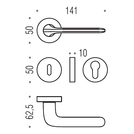 robotre colombo design door handles Zirconium Gold HPS