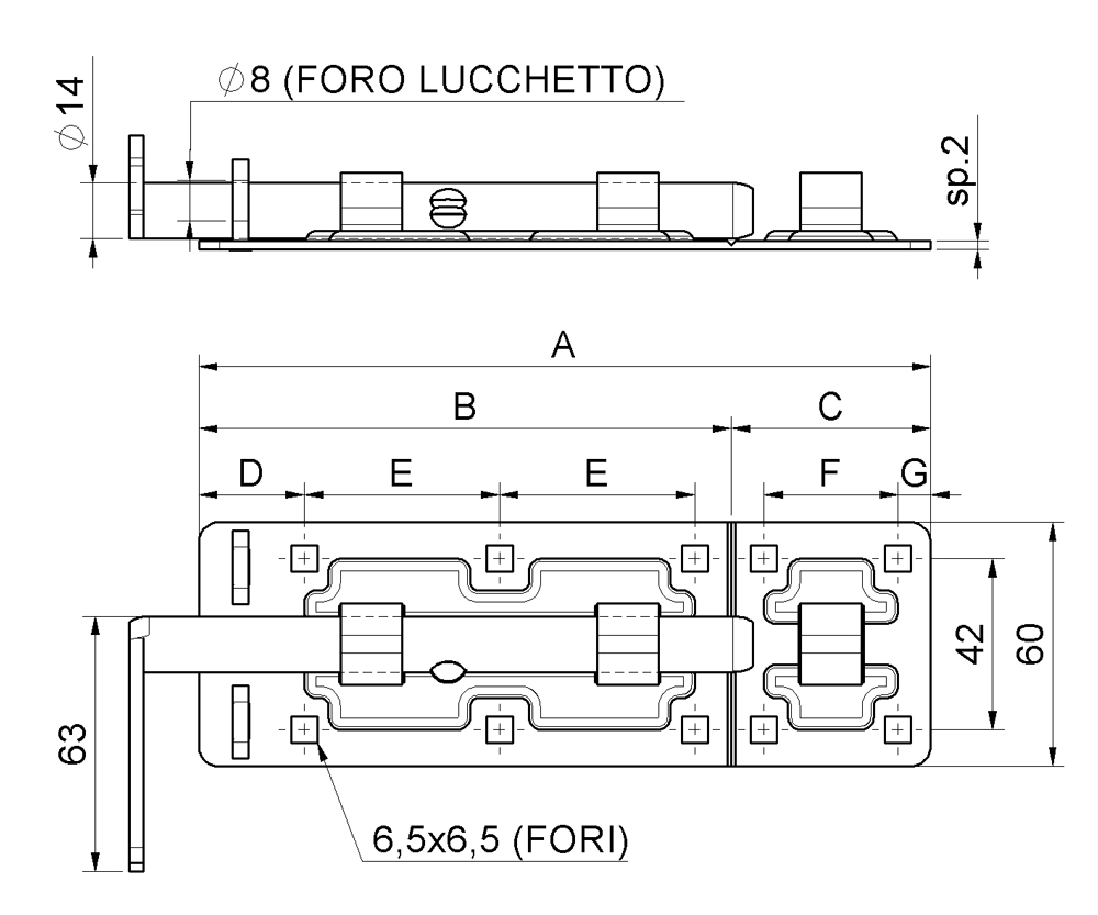 combiarialdo componente sistemi di chiusura catenaccio portalucchetto porta lucchetto