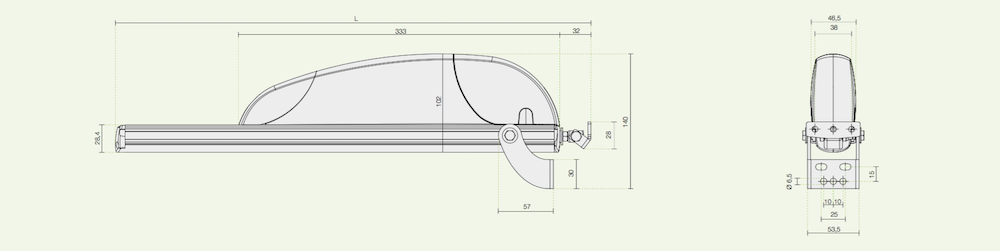 Airwin A45 attuatore cremagliera Comunello dimensioni