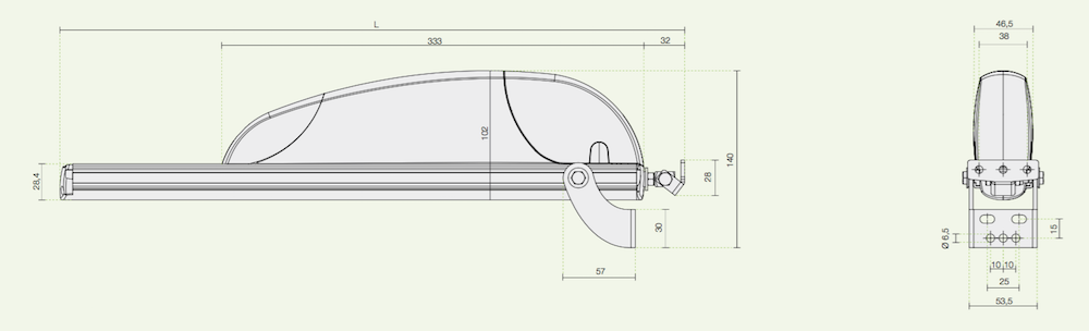 Airwin A65 attuatore cremagliera Comunello dimensioni