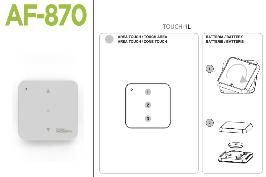 AF 870 Comunello - Botón de radio de código variable - 433,92 MHz