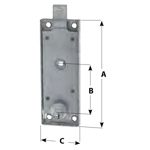 108 Cerradura para Puerta Basculante Distancia Llave 73 mm Sin Palanca Interna FASEM