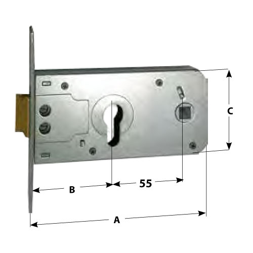 911 Band Mortice Lock with Shaped Cylinder FASEM
