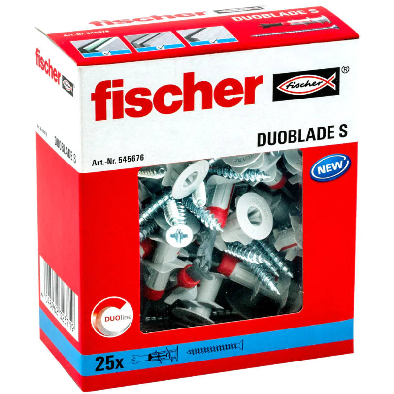 Box Of 50 Self Drilling Fischer 545675 Duoblade Plasterboard Fixings 