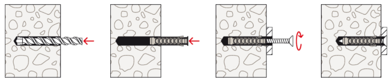 Applicazioni tasselli Fischer SX sui materiali da costruzione