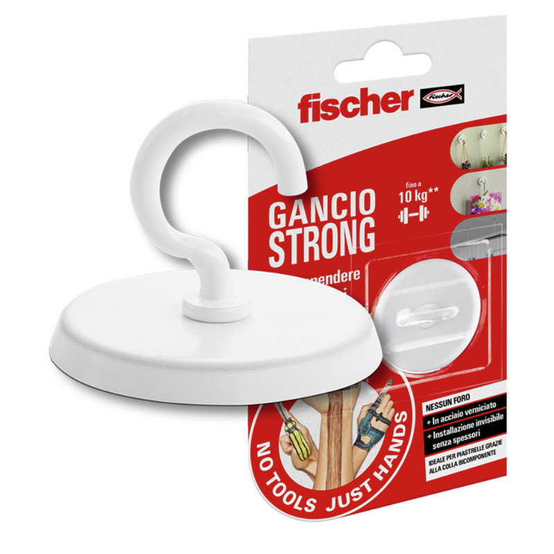 Gancio Adesivo in Acciaio che Regge Fino a 10 Kg Strong Fischer