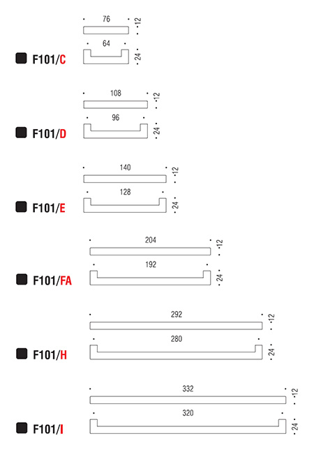 F101 Cromo Maniglia per Mobile di Design Made in Italy Formae