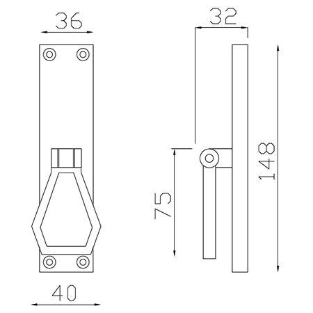 GRA Rivadossi window handle dimension ESA