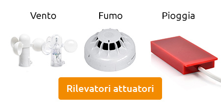 rilevatori attuatori fumo vento pioggia per aprrire porte finestre