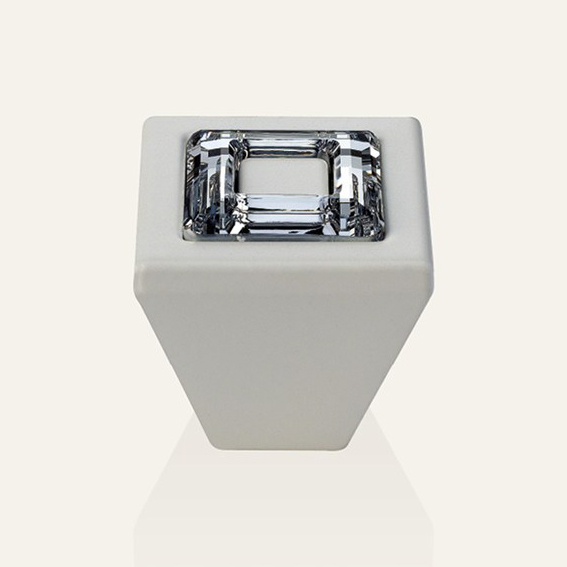 Pomolo per mobili Linea Calì Ring Crystal PB con cristalli Swarowski® bianco opaco