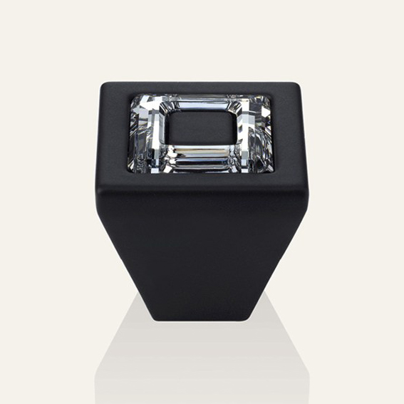 Pomolo per mobili Linea Calì Ring Crystal PB con cristalli Swarowski® nero opaco