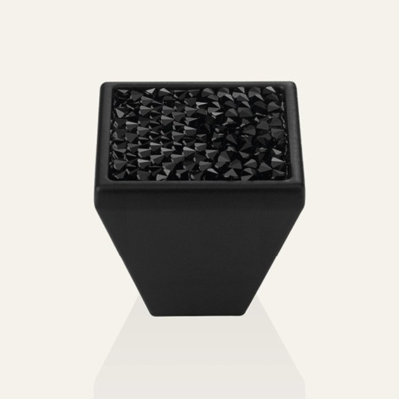 Pomolo per mobili Linea Calì Rocks PB con cristallo Swarowski® jet nero e nero opaco