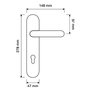 Measures door handle Linea Calì Aria