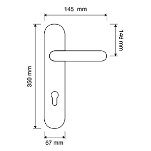 Measures door handle Linea Calì Barocco