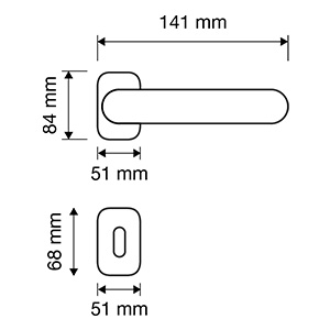 Measures door handle Linea Calì Barocco