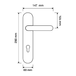 Measures door handle Linea Calì Charme