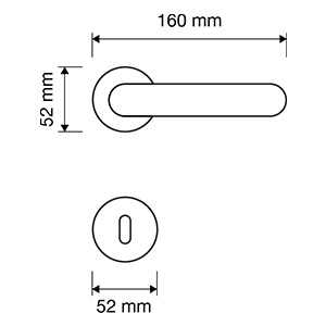 Measures door handle Linea Calì Point