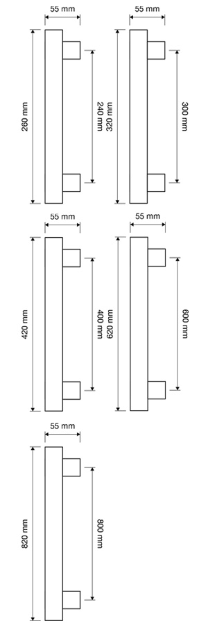 Measures pull handle Linea Calì Slim