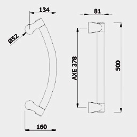 mariani Pull handle dimension Italy Curvo