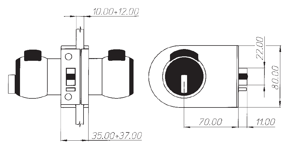 GLA70 Latch Lock for Glass Doors for PremiApri Knobs Serie Nova Meroni