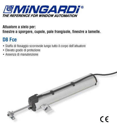 Mingardi D8 Fce attuatore a stelo per finestra