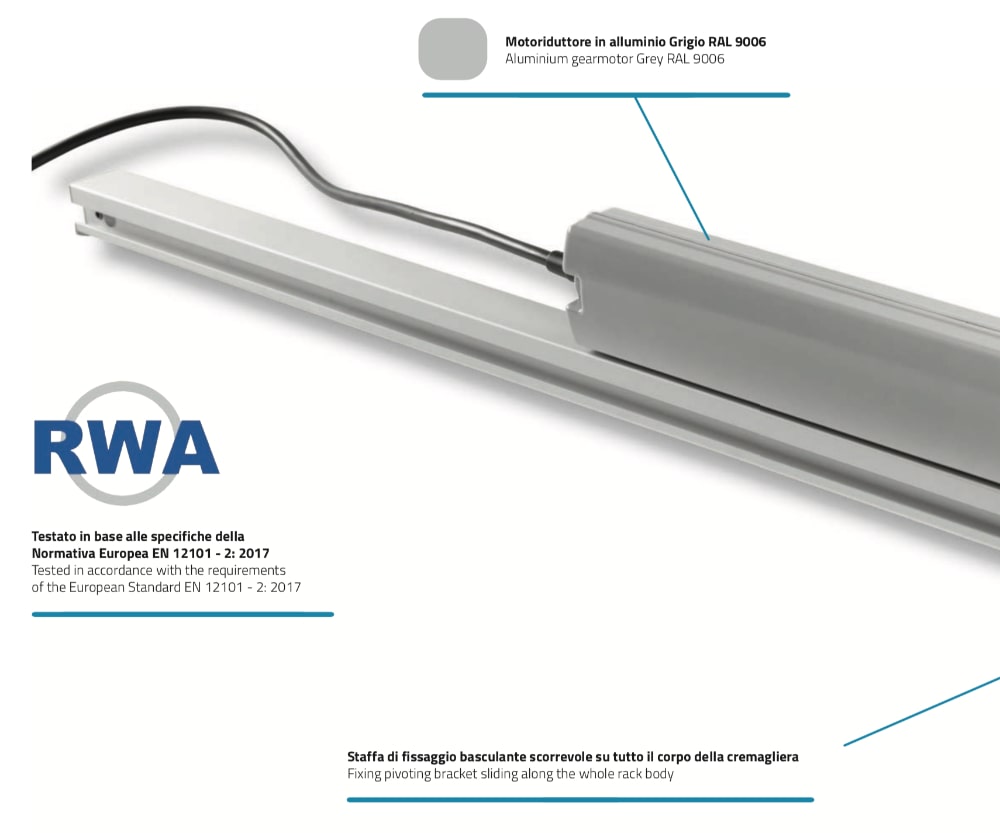 Caratteristiche tecniche DRIVE Evo 2 Mingardi attuatore a cremagliera