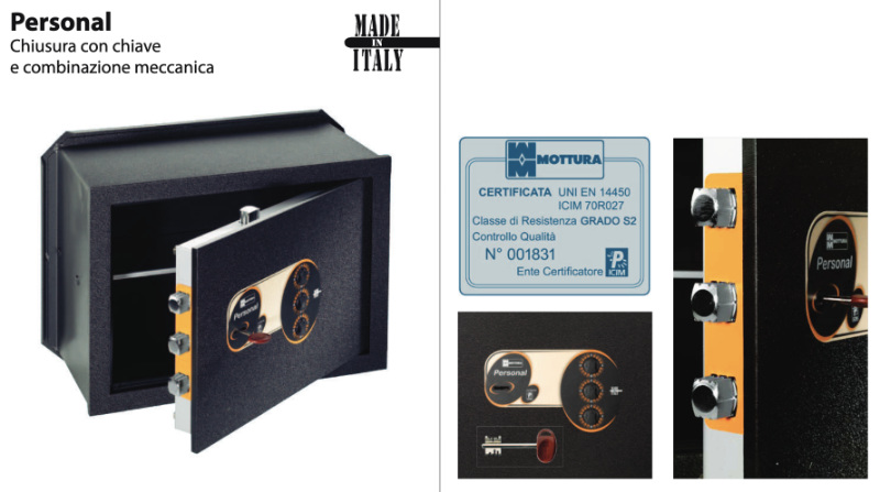 Mottura Wall Safe - Personal 112320 - Locking with Key and Mechanical Combination