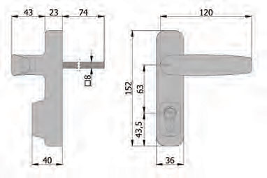 Placca Esterna con Maniglia e Cilindro Omec - Accessori per Maniglioni Antipanico