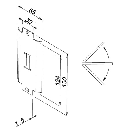 Dimensions striking plate for double action doors