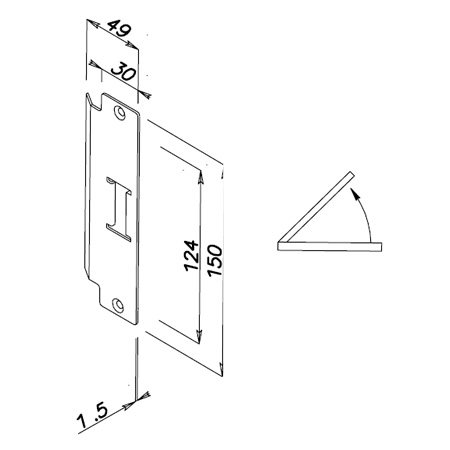 Dimensions striking plate for normal swing doors
